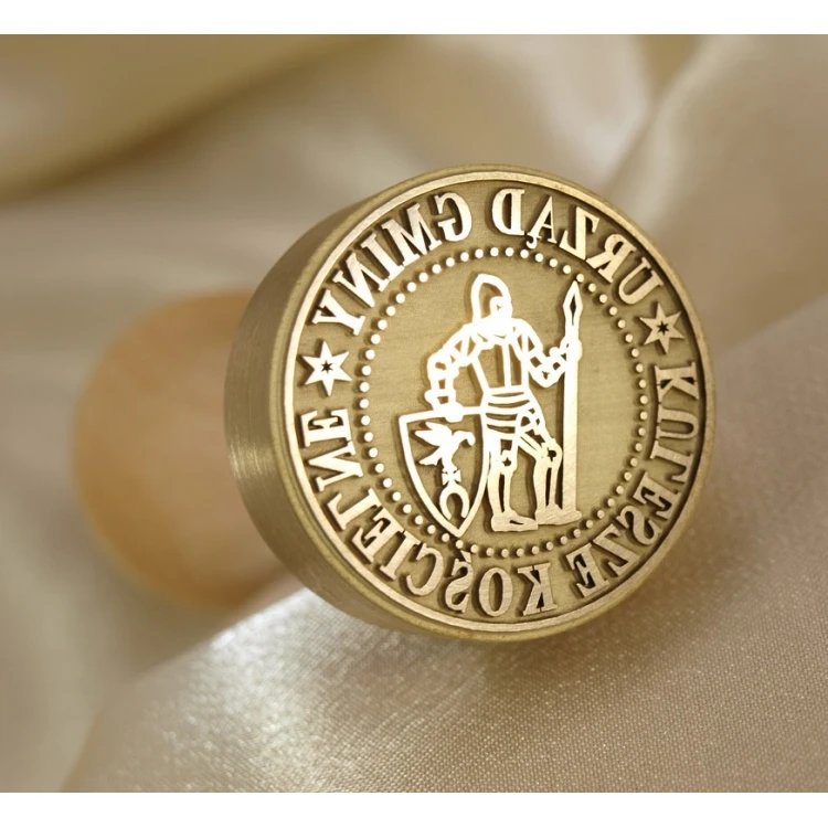 Stempel z mosiądzu 38mm głębokość graweru około 0,7mm