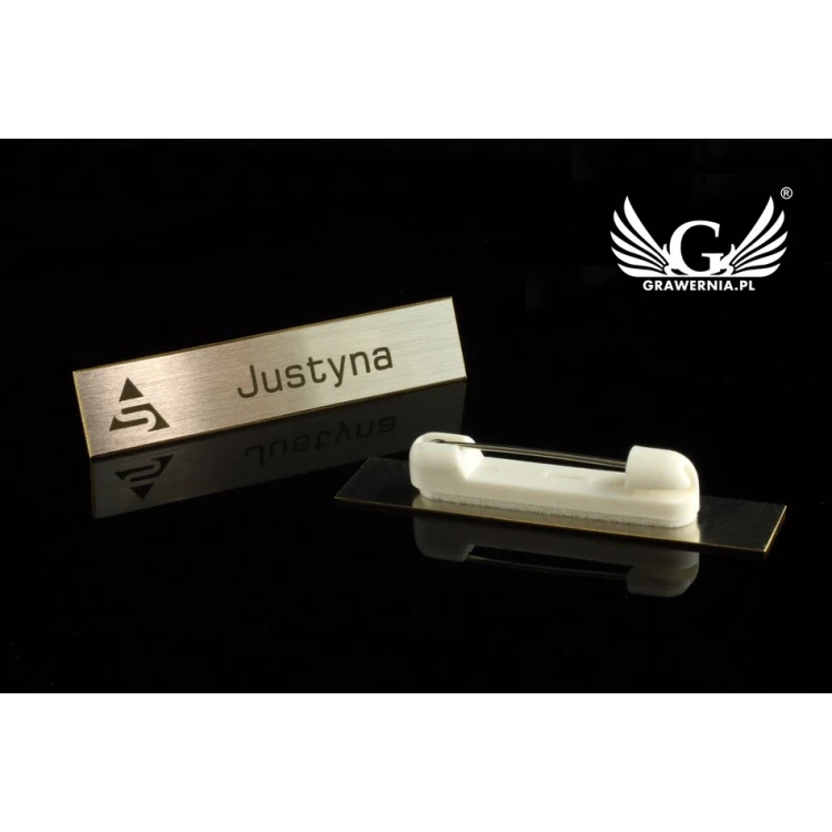 Ekskluzywny identyfikator dla pracownika - 54x11mm - ID037 - mosiądz srebrzony
