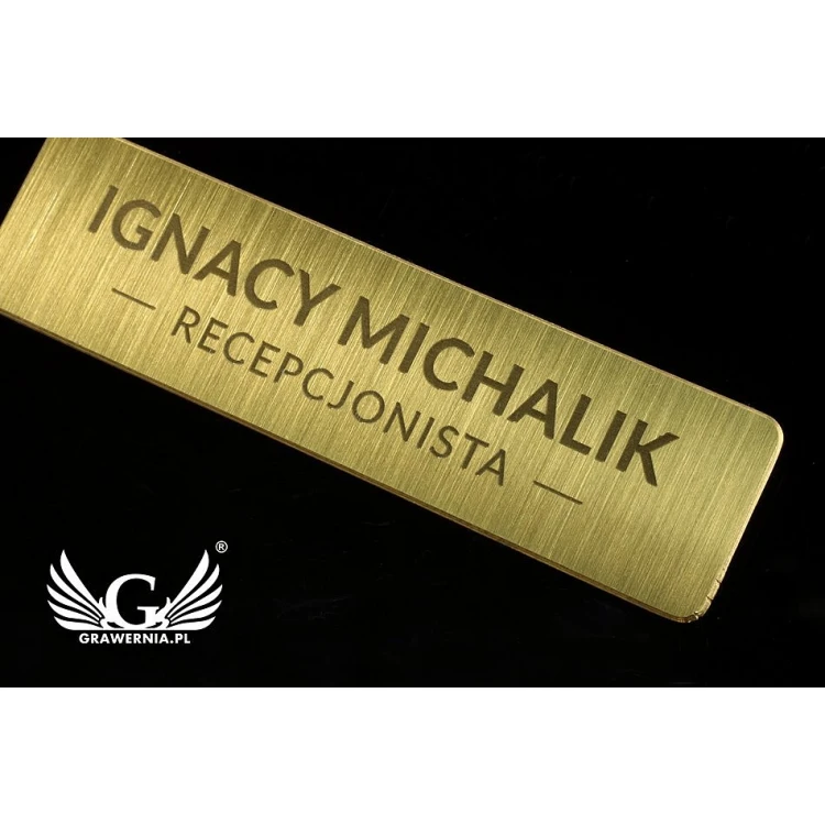 Ekskluzywny identyfikator dla pracownika - 64x17mm - ID039 - mosiądz 