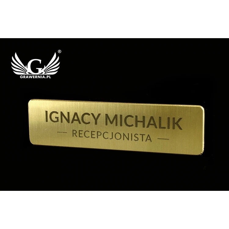 Ekskluzywny identyfikator dla pracownika - 64x17mm - ID039 - mosiądz 