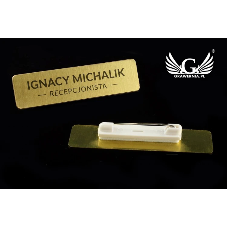 Ekskluzywny identyfikator dla pracownika - 64x17mm - ID039 - mosiądz 