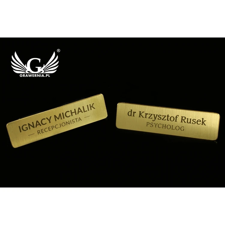 Ekskluzywny identyfikator dla pracownika - 64x17mm - ID039 - mosiądz 