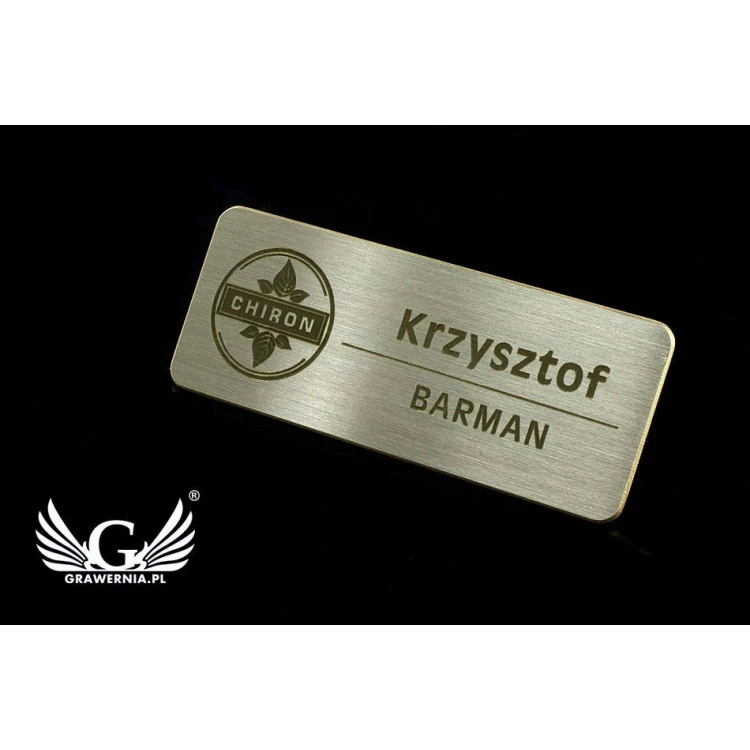 Ekskluzywny identyfikator dla pracownika - 66x26mm - ID043 - mosiądz srebrzony