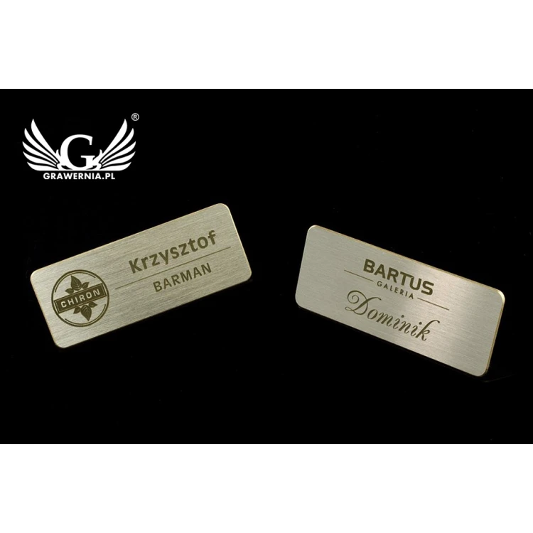 Ekskluzywny identyfikator dla pracownika - 66x26mm - ID043 - mosiądz srebrzony