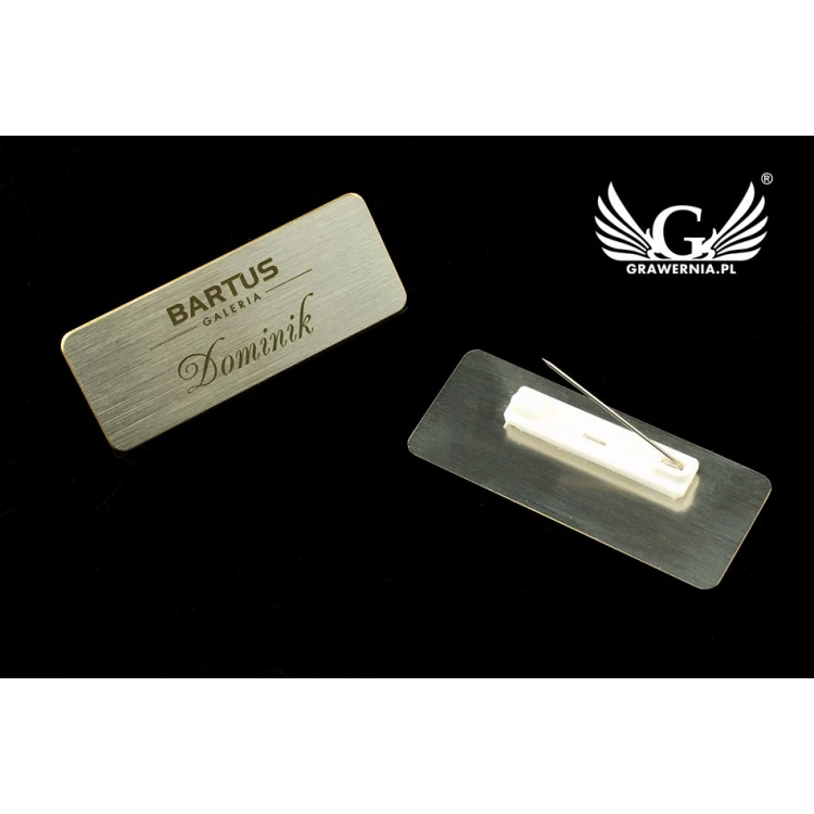 Ekskluzywny identyfikator dla pracownika - 66x26mm - ID043 - mosiądz srebrzony