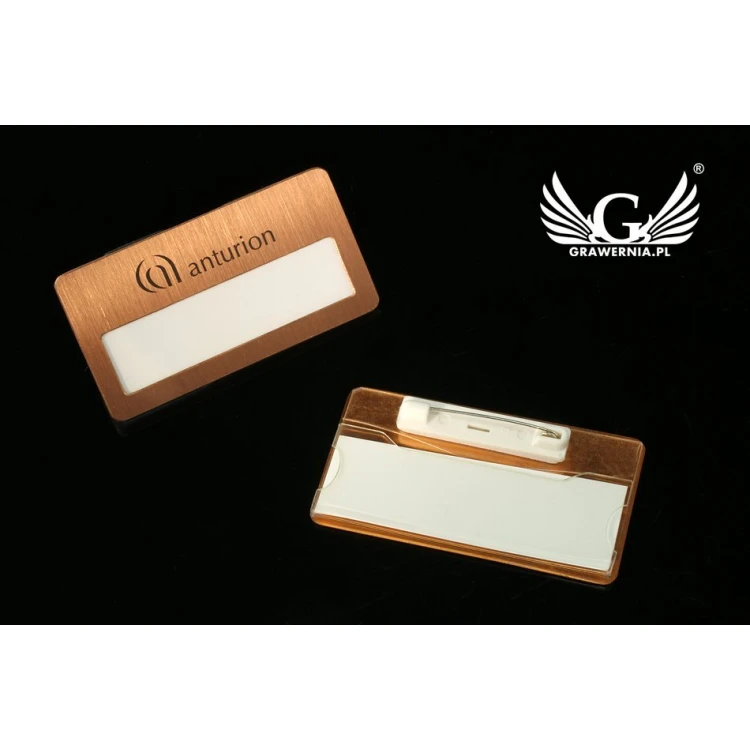 Ekskluzywny identyfikator z okienkiem - 68x36mm - ID044 - miedź
