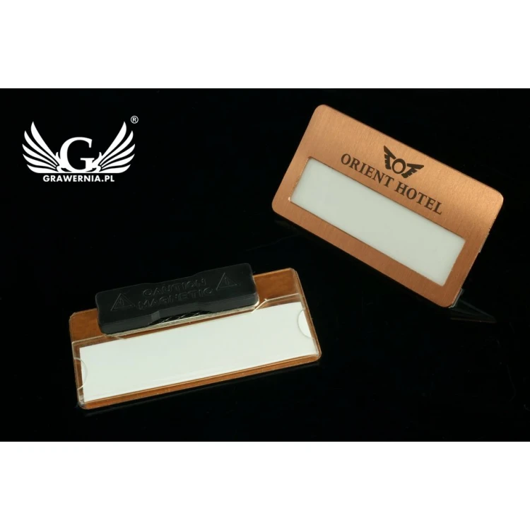 Ekskluzywny identyfikator z okienkiem - 68x36mm - ID044 - miedź