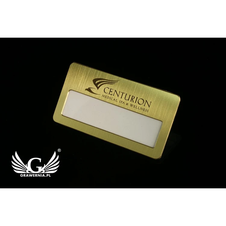 Ekskluzywny identyfikator z okienkiem - 68x36mm - ID045 - mosiądz 