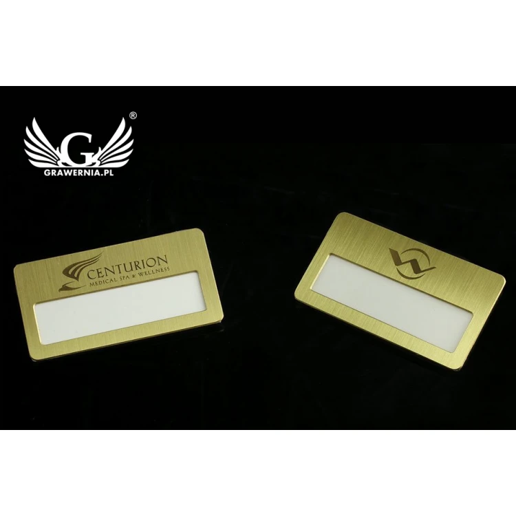 Ekskluzywny identyfikator z okienkiem - 68x36mm - ID045 - mosiądz 