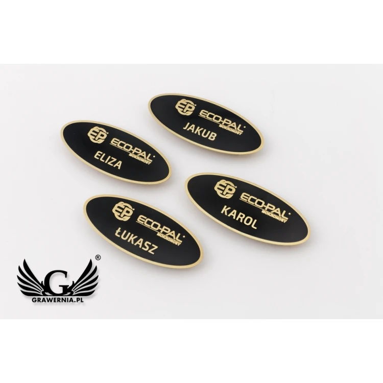 Ekskluzywny identyfikator z mosiądzu - 66x26mm - mosiądz powlekany - ID067 