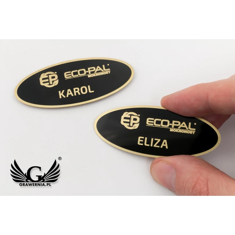 Ekskluzywny identyfikator z mosiądzu - 66x26mm - mosiądz powlekany - ID067 