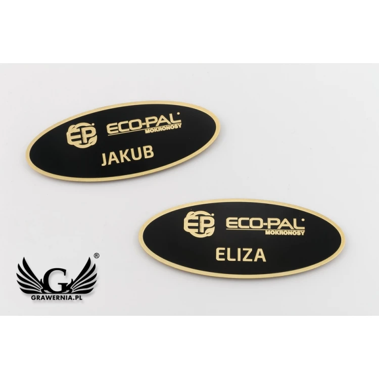 Ekskluzywny identyfikator z mosiądzu - 66x26mm - mosiądz powlekany - ID067 