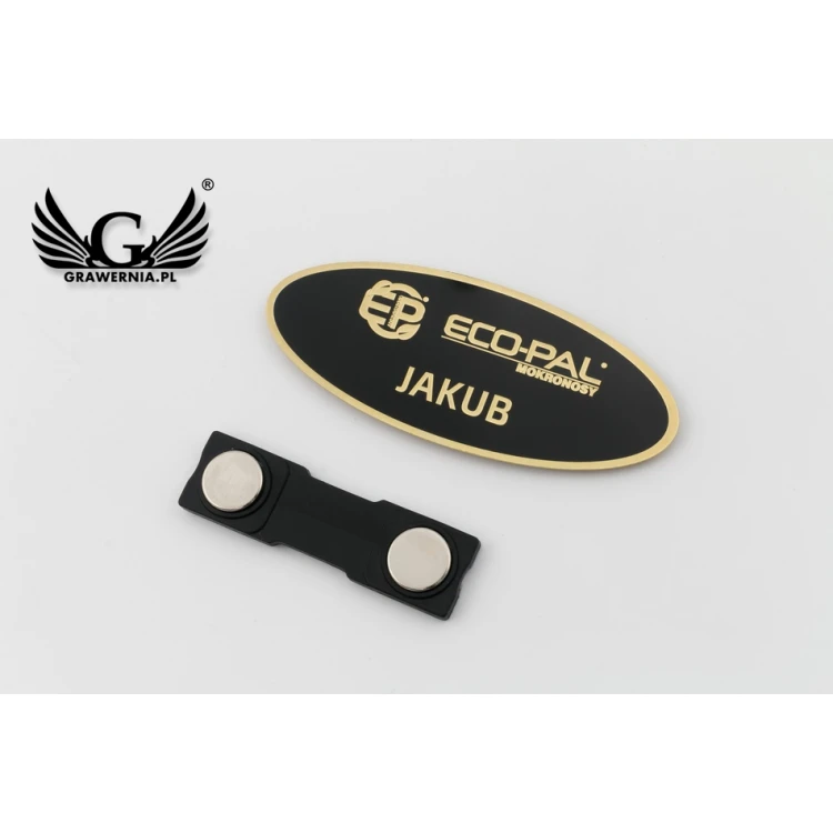 Ekskluzywny identyfikator z mosiądzu - 66x26mm - mosiądz powlekany - ID067 