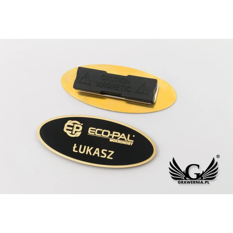 Ekskluzywny identyfikator z mosiądzu - 66x26mm - mosiądz powlekany - ID067 