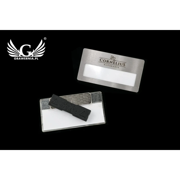 Ekskluzywny identyfikator z okienkiem - 68x36mm - ID092 - stal