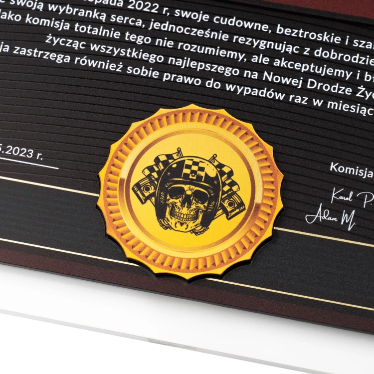 Elegancki dyplom na wieczór kawalerski - druk UV - DUV101