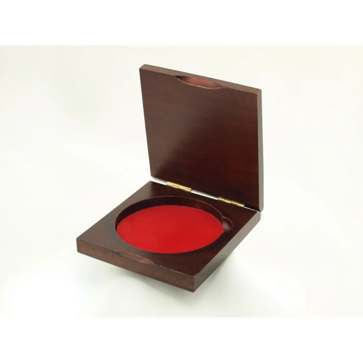 Kasetka etui drewniane z dwoma gniazdami na medal o średnicy 70mm - KAS05