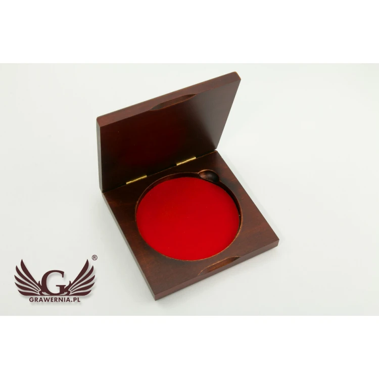 Kasetka etui drewniane z dwoma gniazdami na medal o średnicy 90mm - KAS07