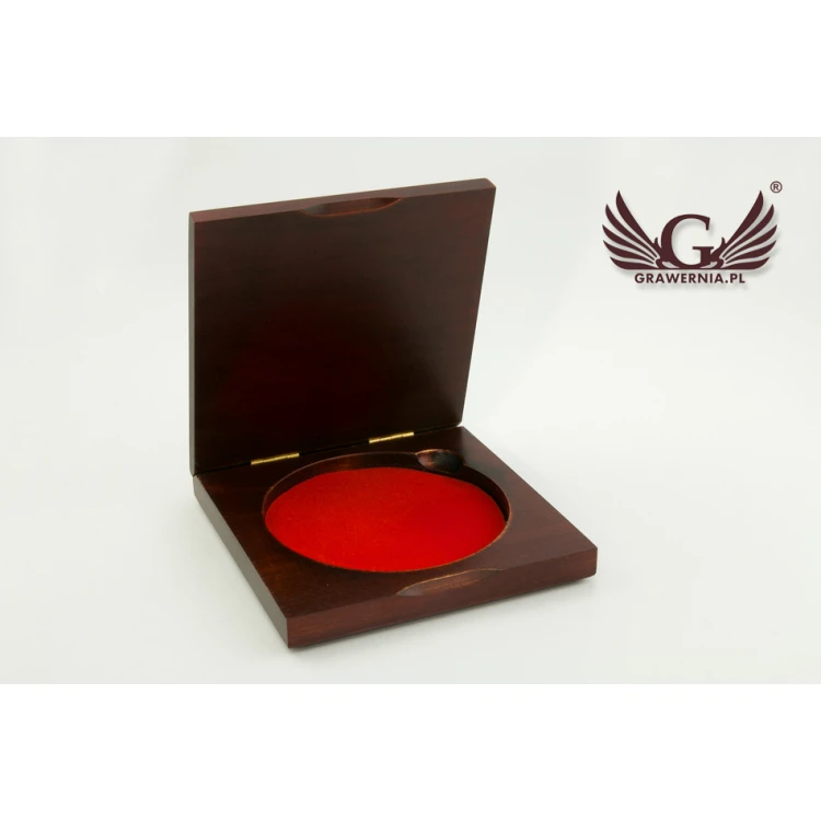 Kasetka etui drewniane z dwoma gniazdami na medal o średnicy 90mm - KAS07