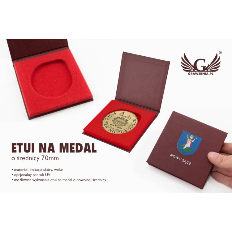 Etui standard na medal o średnicy 70mm - czerwone - ET021
