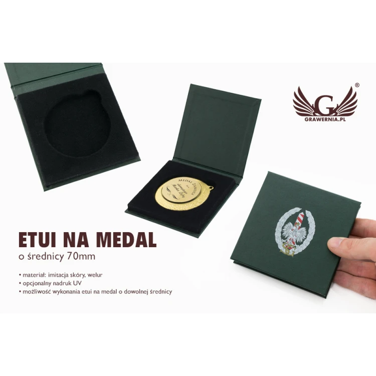 Etui standard na medal o średnicy 70mm - zielone - ET022