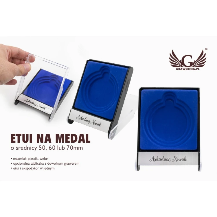 Etui uniwersalne na medal o średnicy 50, 60 lub 70mm - niebieskie - ET026