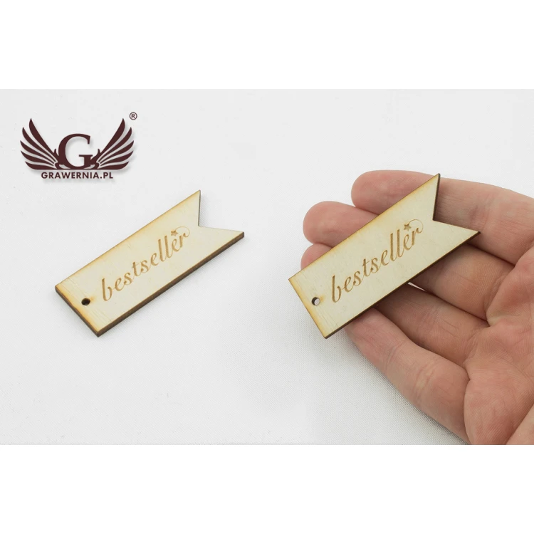 Etykiety drewniane, cenówki grawerowane laserem - wymiary: 60x23mm - EDR021