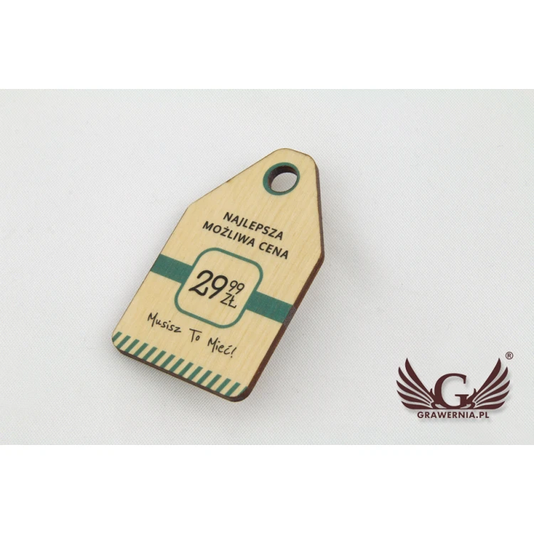 Etykiety drewniane, cenówki - wymiary: 36x60mm - druk UV - EDR002