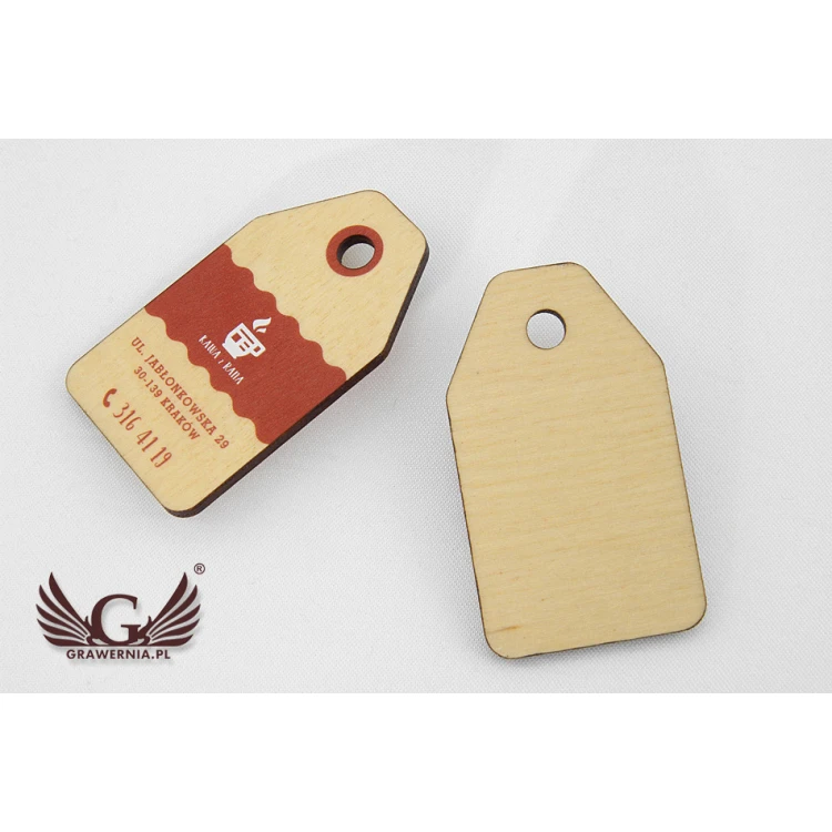 Etykiety drewniane, cenówki - wymiary: 34x60mm - druk UV - EDR003