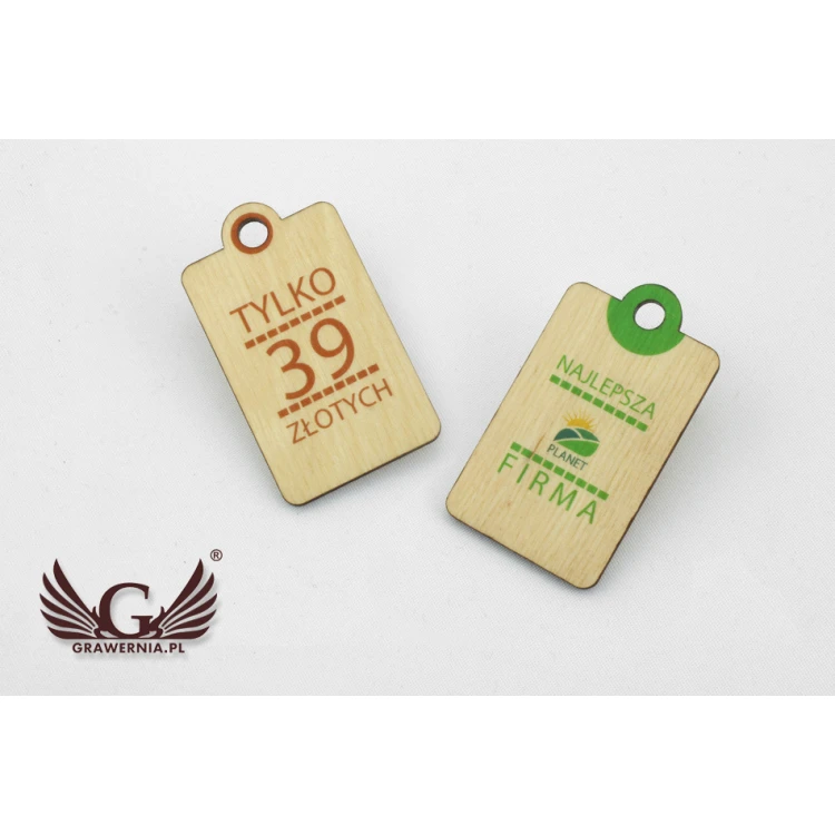 Etykiety drewniane, cenówki - wymiary: 34x60mm - druk UV - EDR009