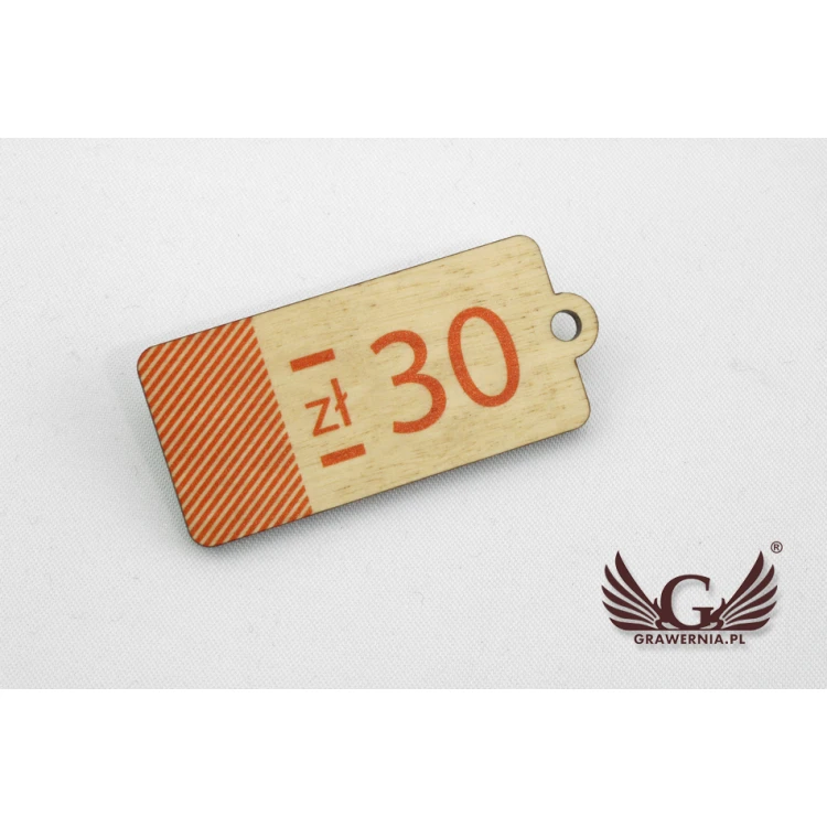 Etykiety drewniane, cenówki - wymiary: 27x60mm - druk UV - EDR010