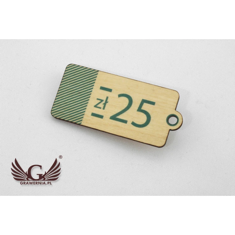 Etykiety drewniane, cenówki - wymiary: 27x60mm - druk UV - EDR010