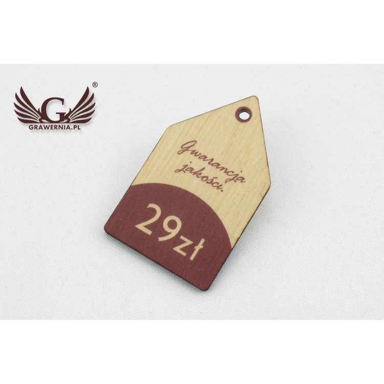 Etykiety drewniane, cenówki - wymiary: 36x60mm - druk UV - EDR011