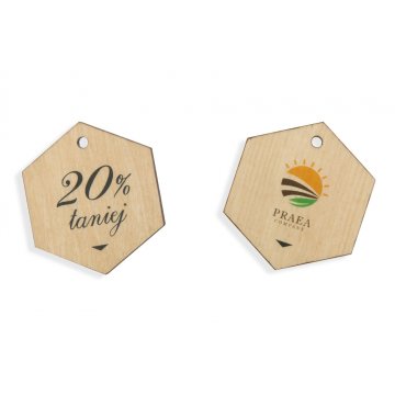 Etykiety drewniane, cenówki - wymiary: 40x46mm - druk UV - EDR013