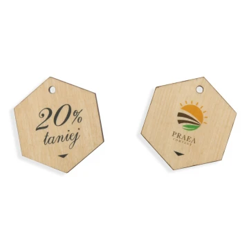 Etykiety drewniane, cenówki - wymiary: 40x46mm - druk UV - EDR013