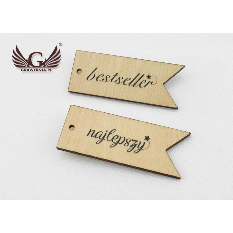 Etykiety drewniane, cenówki - wymiary: 60x23mm - druk UV - EDR014