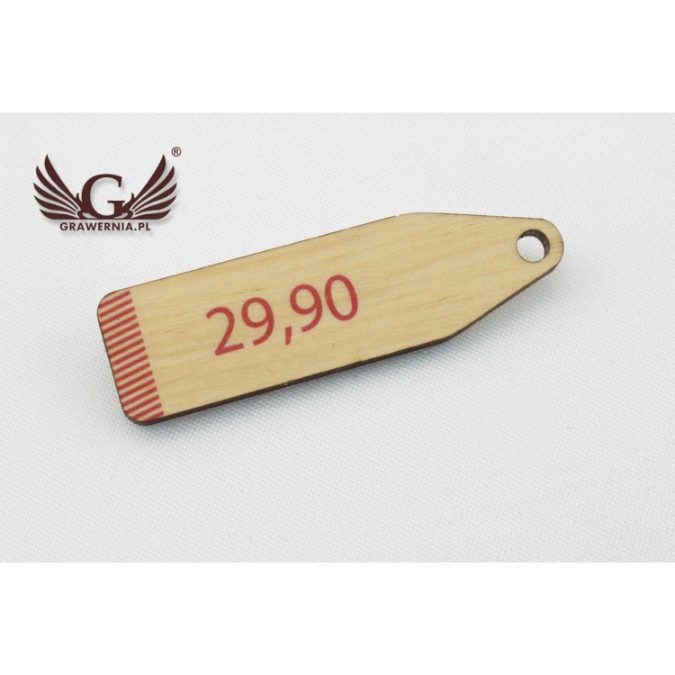 Etykiety drewniane, cenówki - wymiary: 53x15mm - druk UV - EDR015