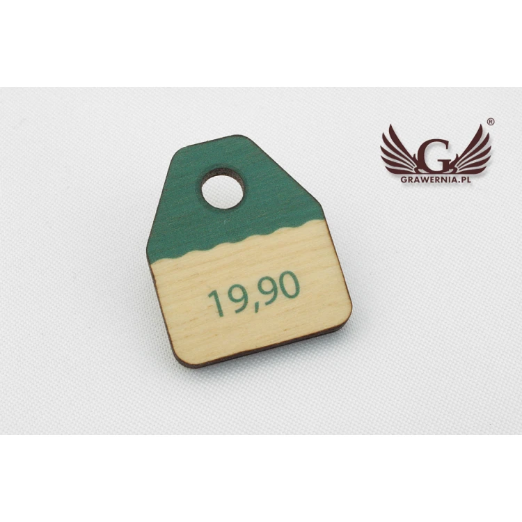 Etykiety drewniane, cenówki - wymiary: 24x30mm - druk UV - EDR016