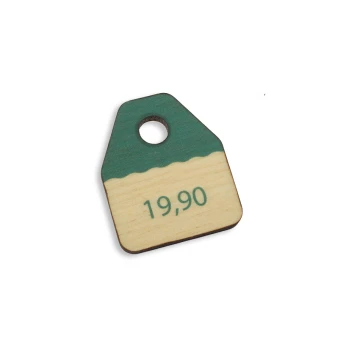 Etykiety drewniane, cenówki - wymiary: 24x30mm - druk UV - EDR016