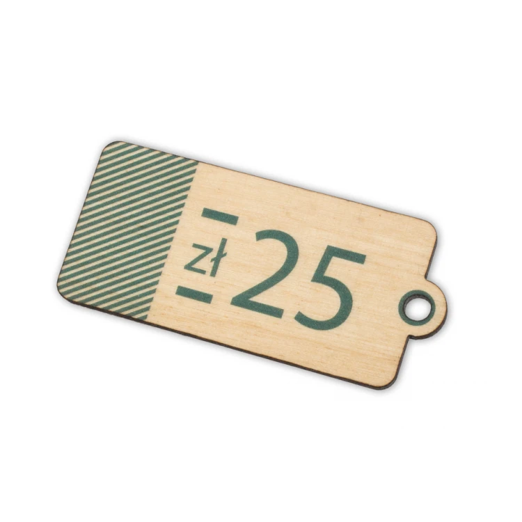 Etykiety drewniane, cenówki - wymiary: 27x60mm - druk UV - EDR010