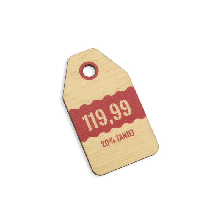 Etykiety drewniane, cenówki - wymiary: 34x60mm - druk UV - EDR003