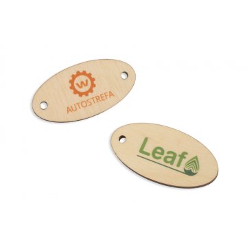Etykiety drewniane, cenówki - wymiary: 50x25mm - druk UV - EDR006