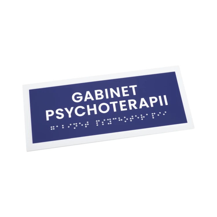 Gabinet psychoterapii - tabliczka na drzwi lub ścianę z pismem Braille'a - wym. 174x74mm - TAB560