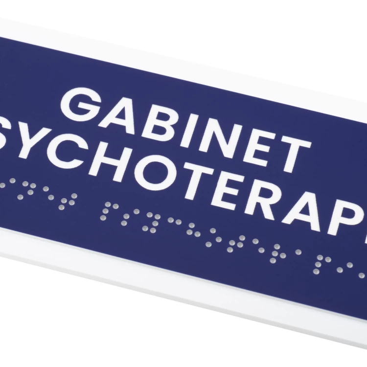 Gabinet psychoterapii - tabliczka na drzwi lub ścianę z pismem Braille'a - wym. 174x74mm - TAB560