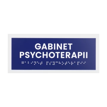 Gabinet psychoterapii - tabliczka na drzwi lub ścianę z pismem Braille'a - wym. 174x74mm - TAB560
