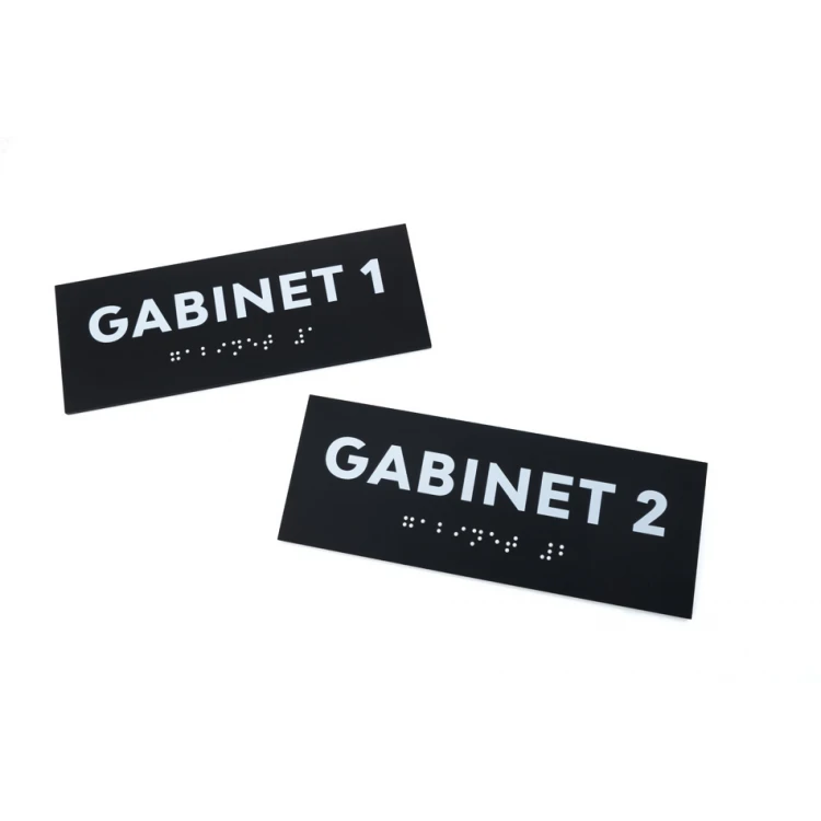 Gabinet - tabliczka z pismem Braille'a - akryl czarny mat - wym. 160x60mm - DARK - TAB422 