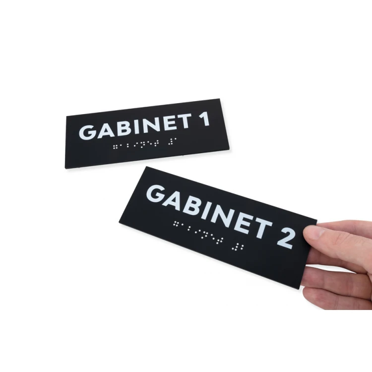 Gabinet - tabliczka z pismem Braille'a - akryl czarny mat - wym. 160x60mm - DARK - TAB422 