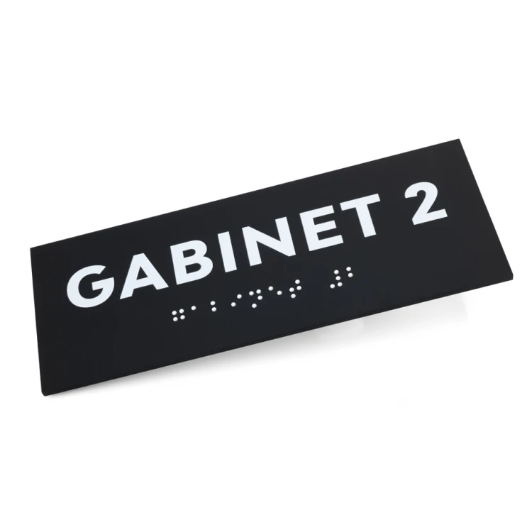 Gabinet - tabliczka z pismem Braille'a - akryl czarny mat - wym. 160x60mm - DARK - TAB422 