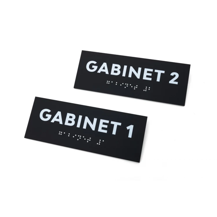 Gabinet - tabliczka z pismem Braille'a - akryl czarny mat - wym. 160x60mm - DARK - TAB422 