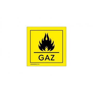 Gaz - tabliczka ostrzegawcza - wym. 90x90mm - PVC - kolorowy druk UV - BHP112